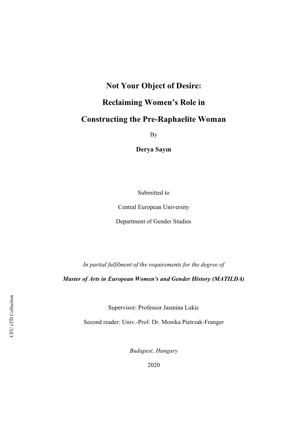 Reclaiming Women's Role in Constructing the Pre-Raphaelite