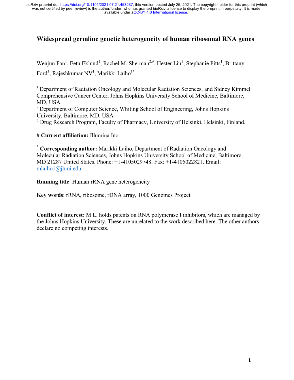 Widespread Germline Genetic Heterogeneity of Human Ribosomal RNA Genes