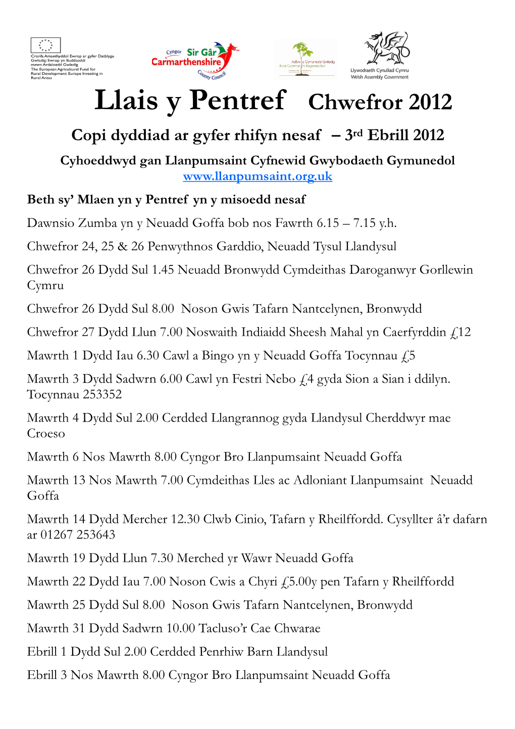 Llais Y Pentref Chwefror 2012