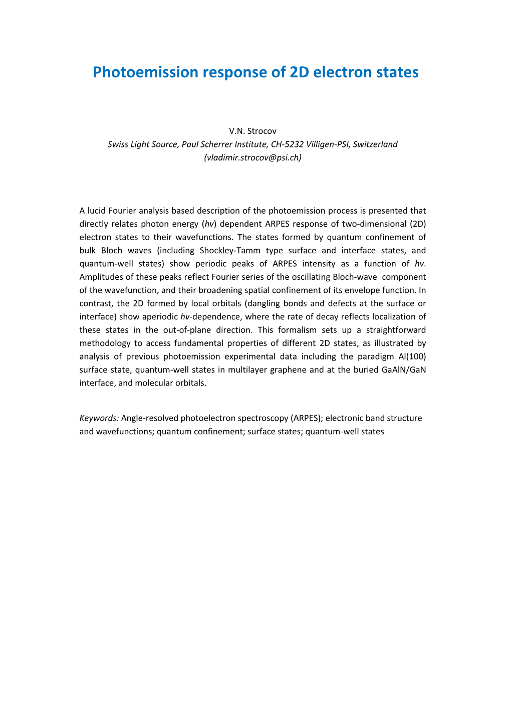 Photoemission Response of 2D Electron States