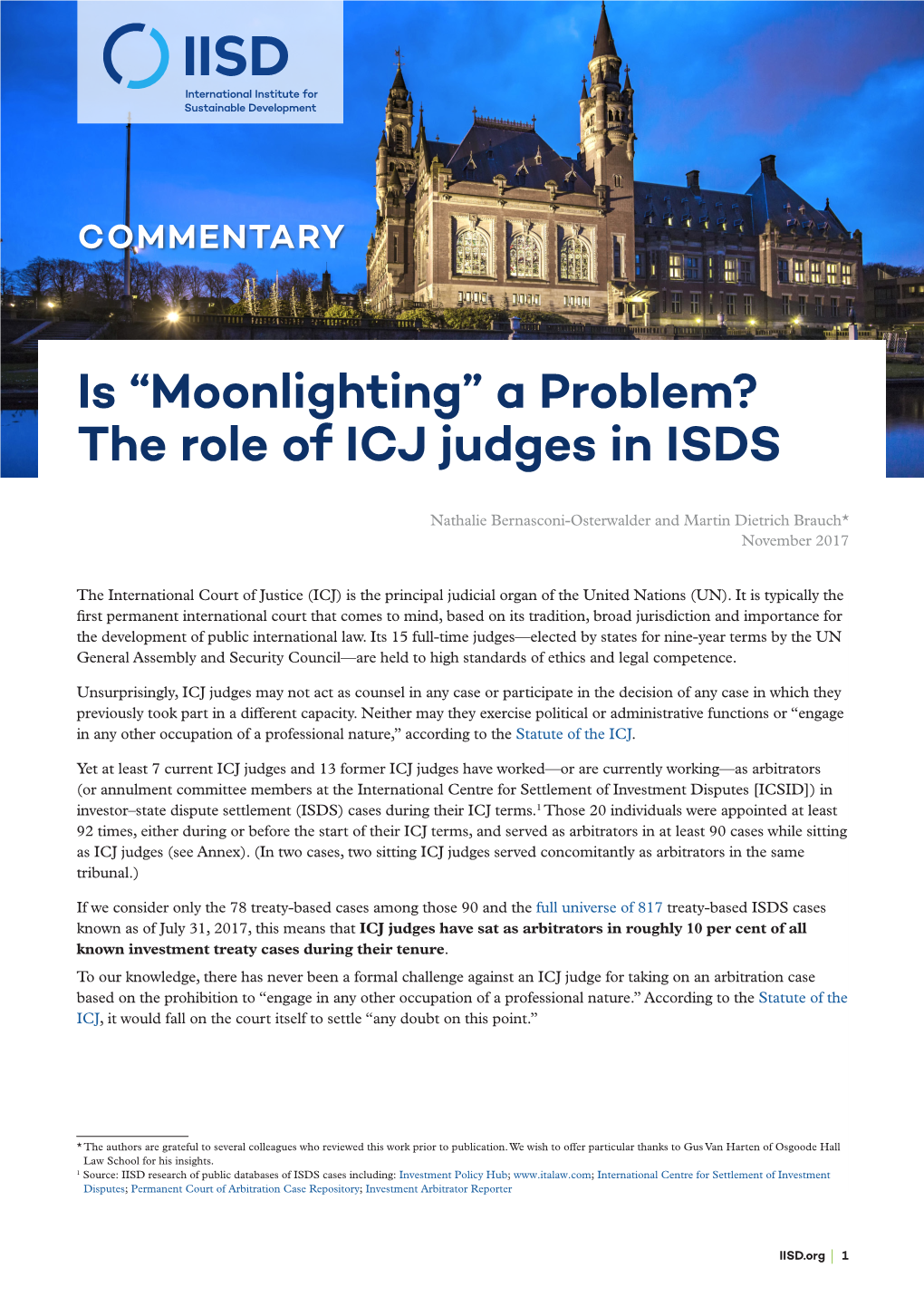 Is "Moonlighting" a Problem? the Role of ICJ Judges in ISDS
