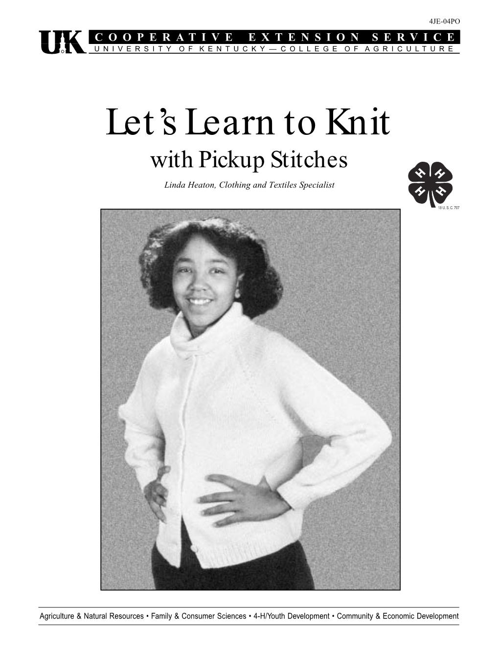 4JE-04PO: Let's Learn to Knit with Pickup Stitches