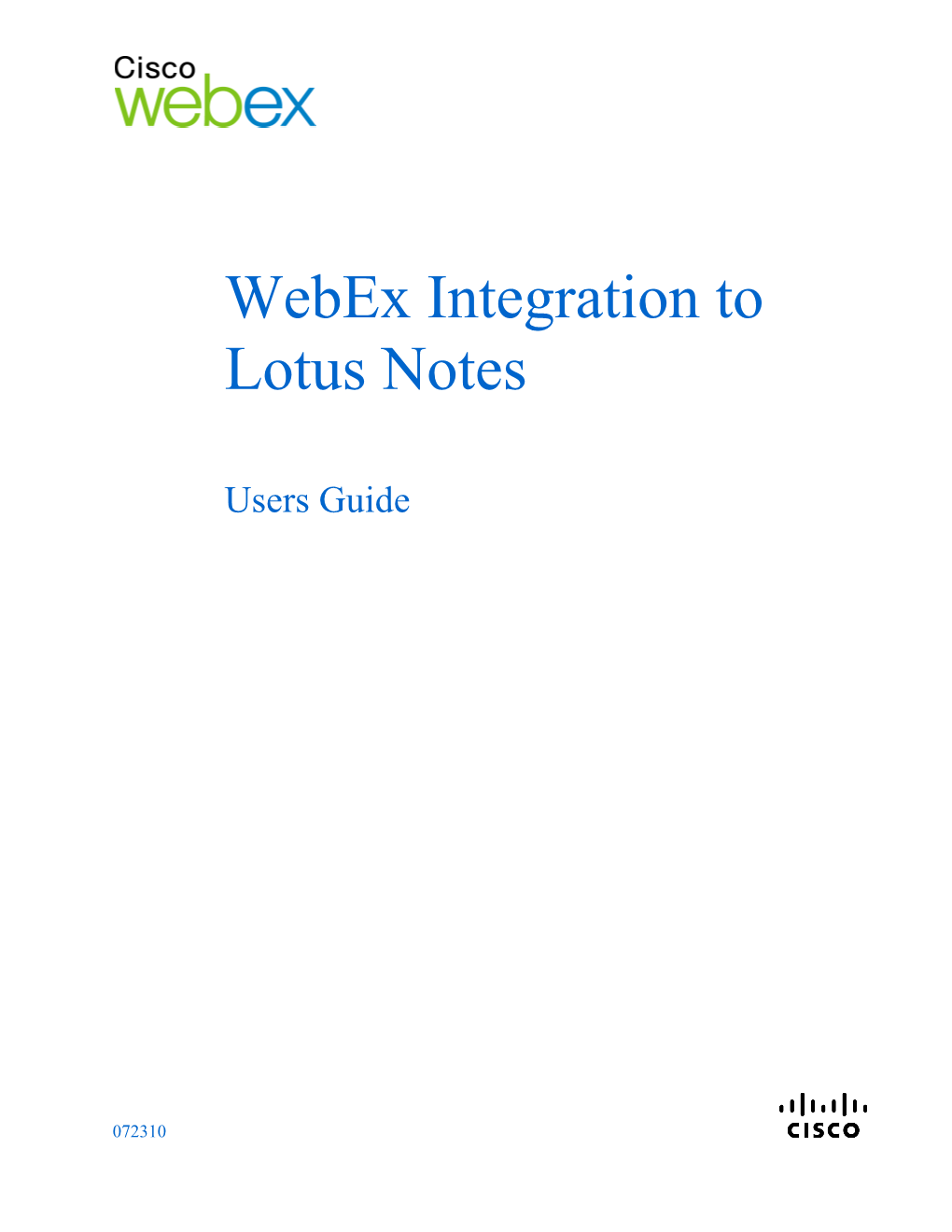 Webex Integration to Lotus Notes