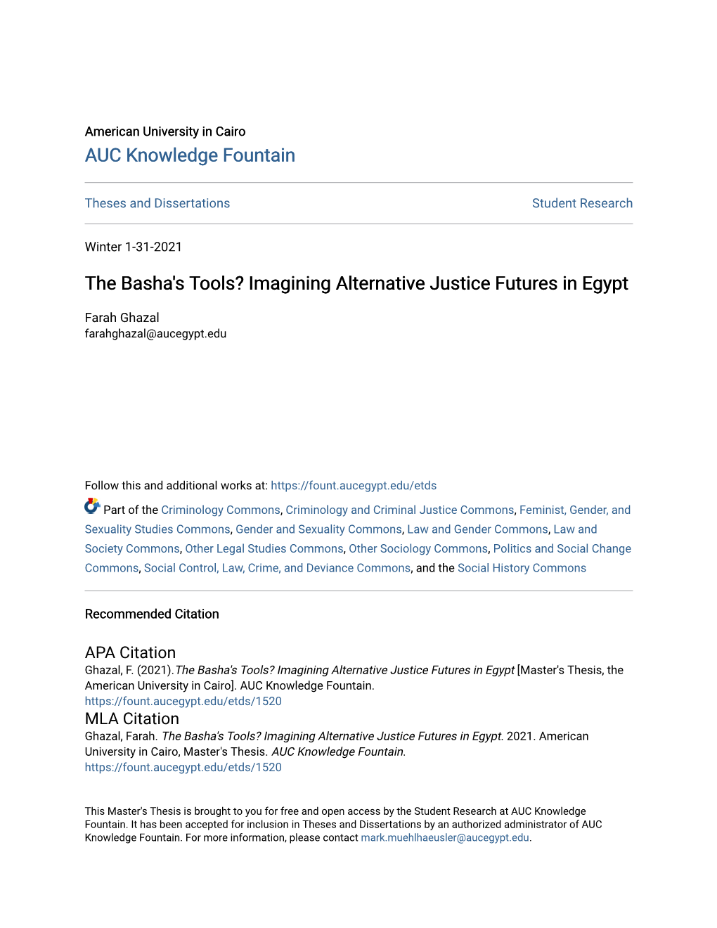 Imagining Alternative Justice Futures in Egypt