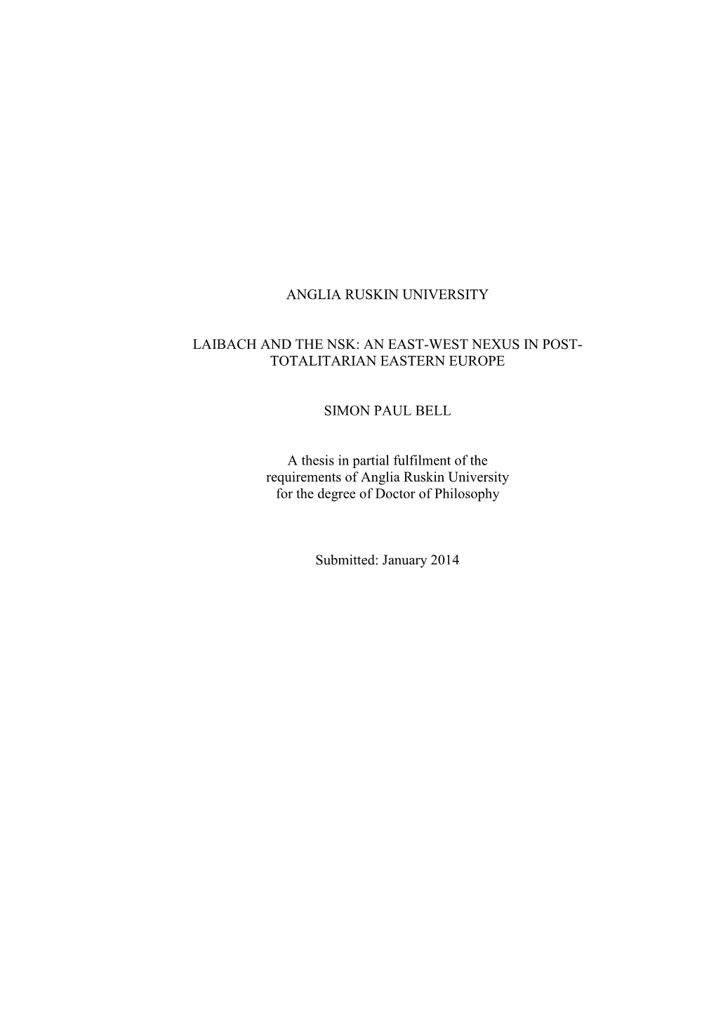 TOTALITARIAN EASTERN EUROPE SIMON PAUL BELL a Thesis I