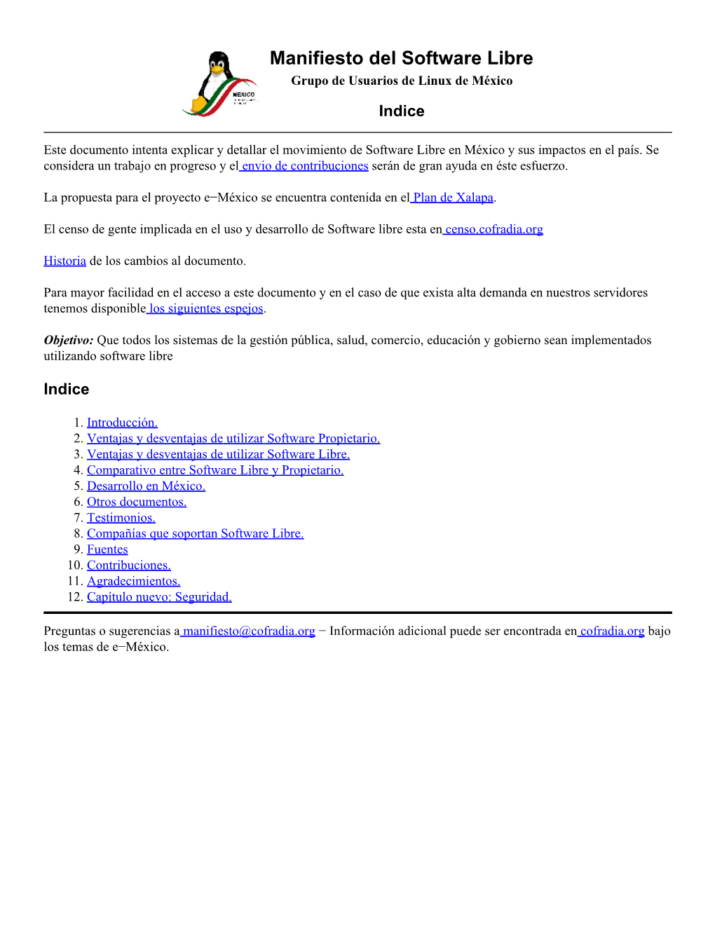 Manifiesto Del Software Libre Grupo De Usuarios De Linux De México
