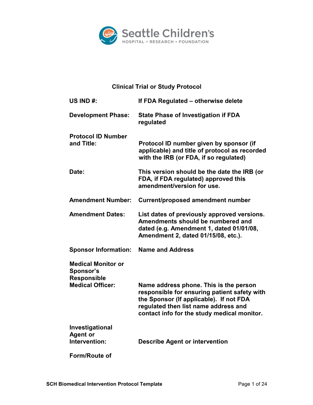 Biomedical Interventional Protocol Template