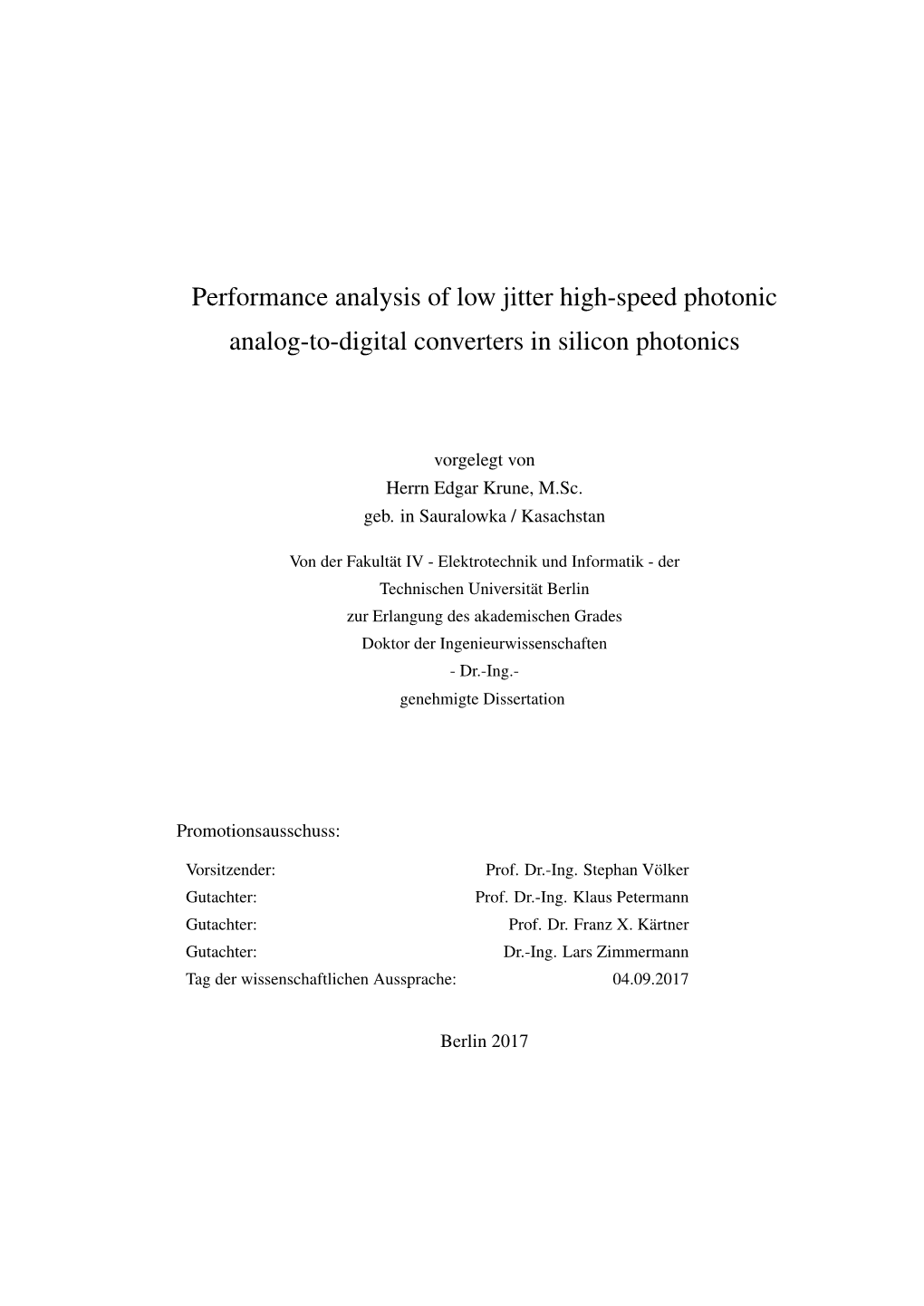 Performance Analysis of Low Jitter High-Speed Photonic Analog-To-Digital Converters in Silicon Photonics