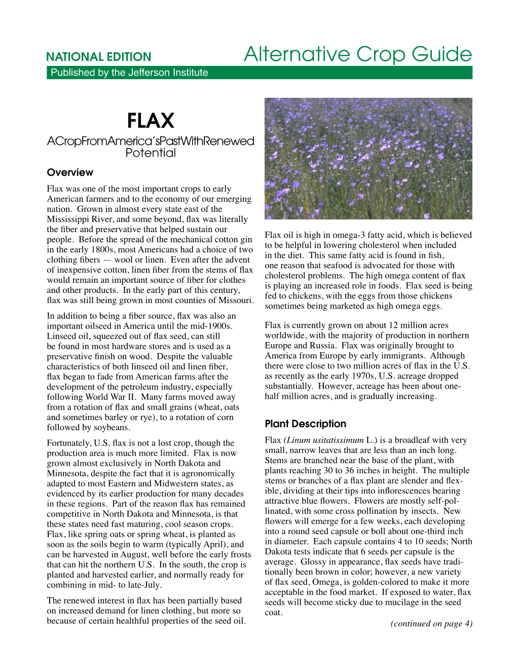 FLAX Alternative Crop Guide