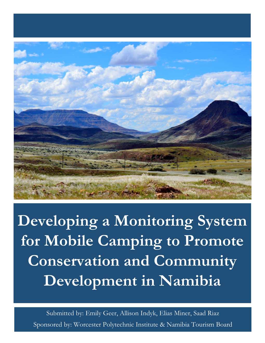 Developing a Monitoring System for Mobile Camping to Promote Conservation and Community Development in Namibia