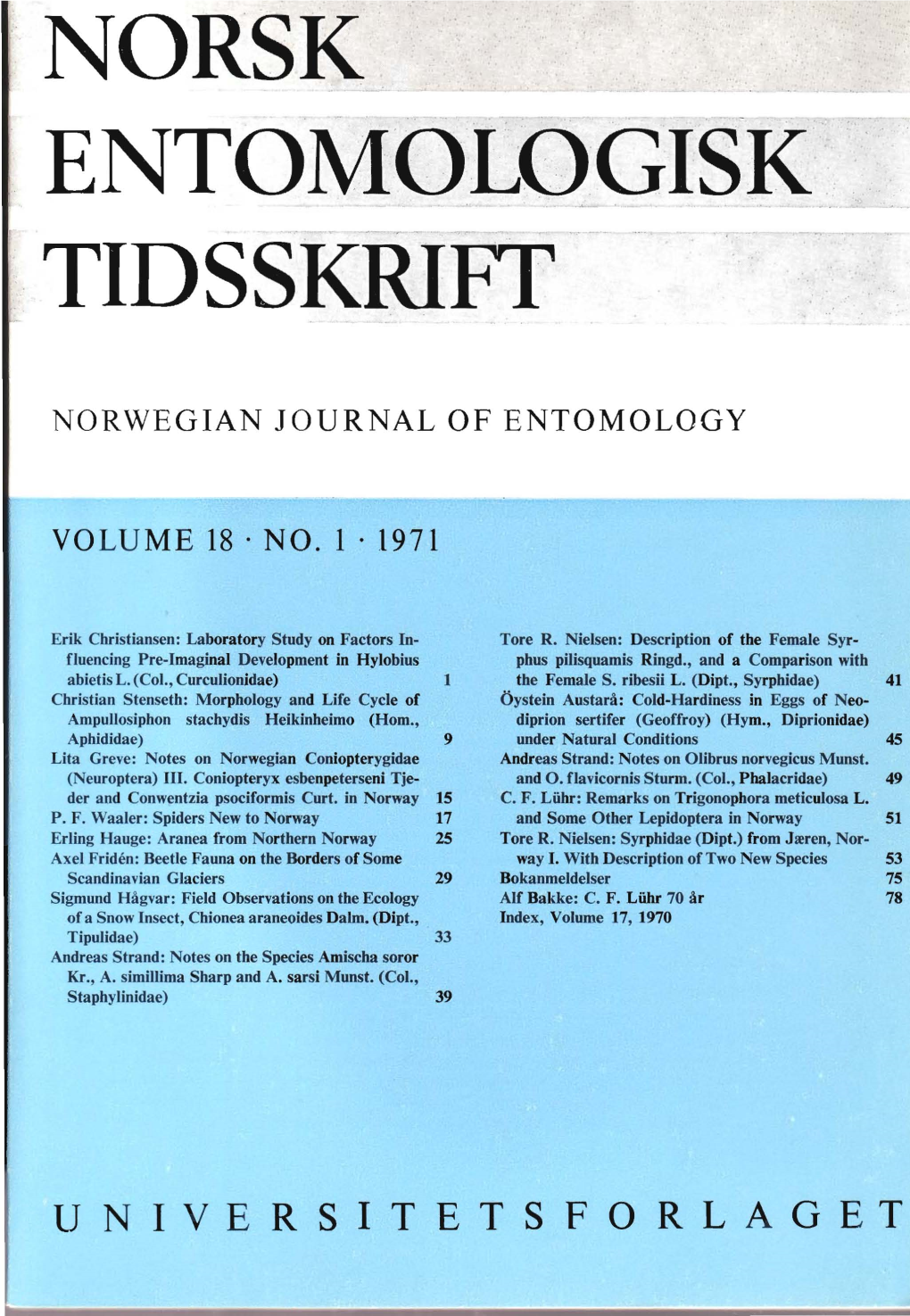 Norsk Entomologisk Tidsskrift