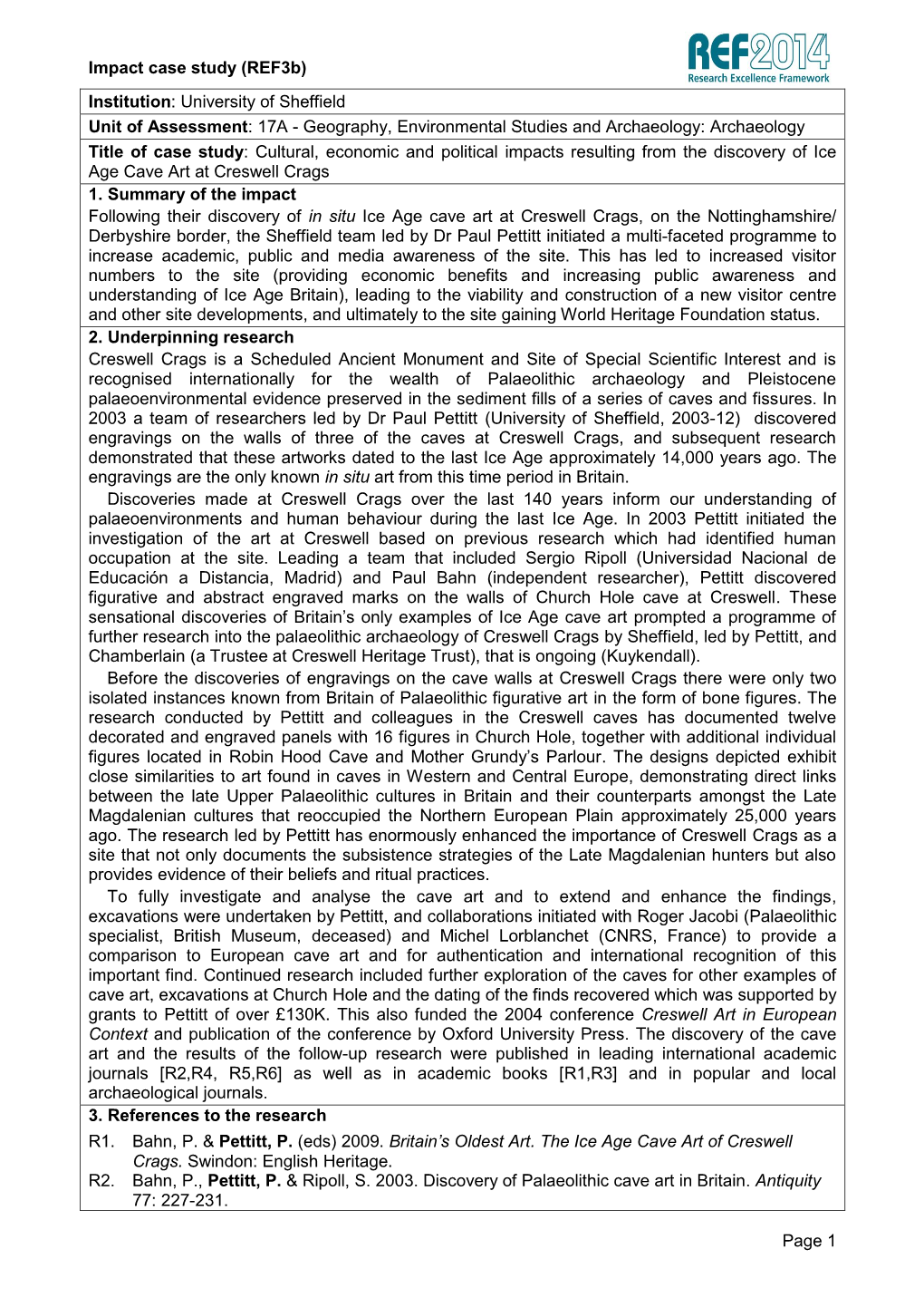 Impact Case Study (Ref3b) Page 1 Institution: University of Sheffield Unit of Assessment