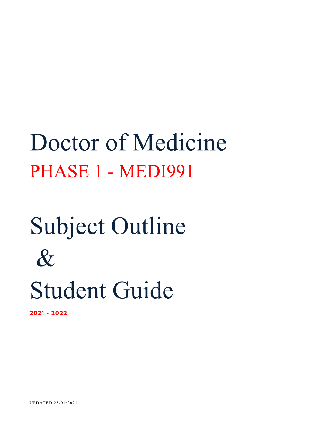 Doctor of Medicine PHASE 1 - MEDI991