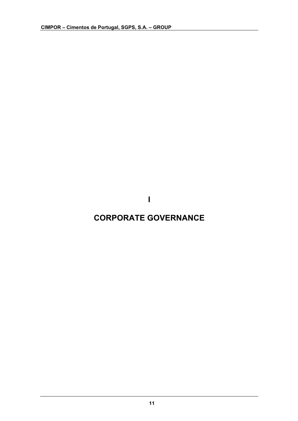 I Corporate Governance