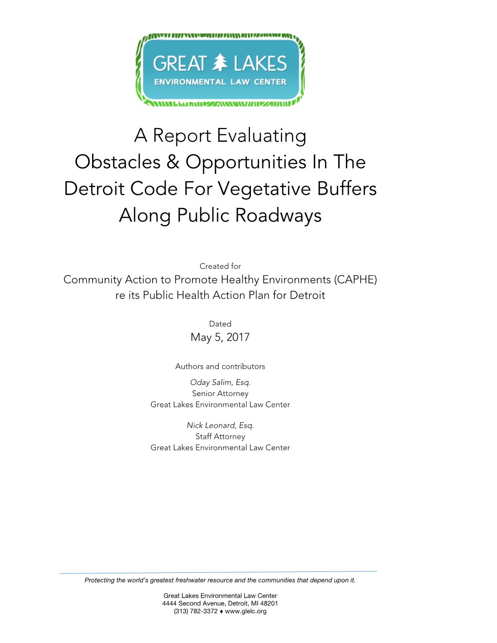 CAPHE Public Health Action Plan GLELC Report 3 Roadway