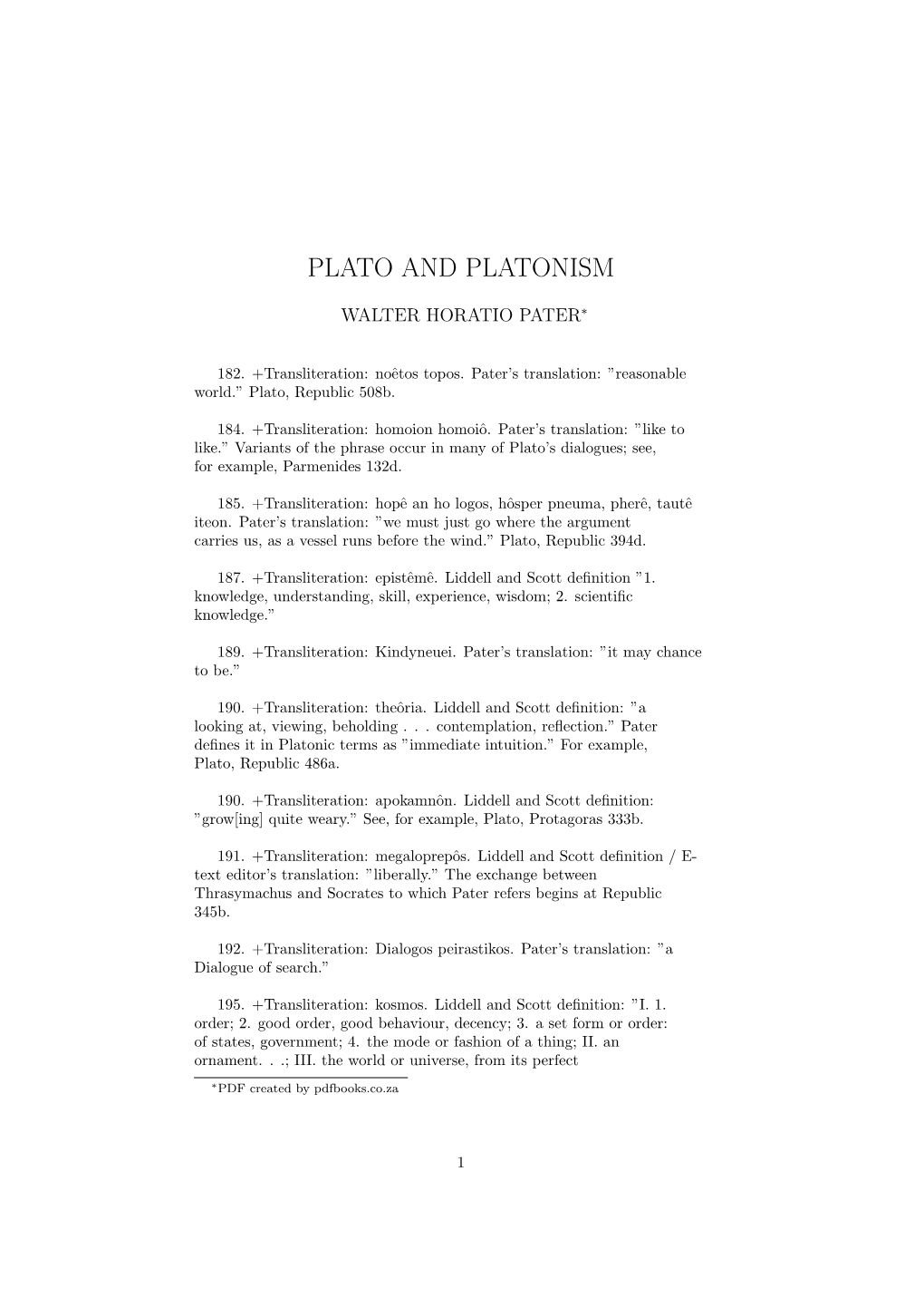 Plato and Platonism