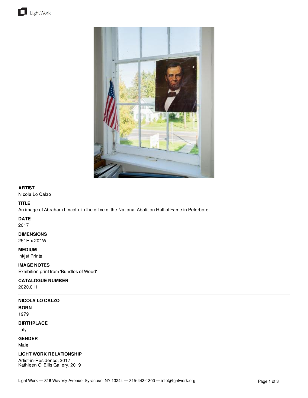 Summary for an Image of Abraham Lincoln, in the Office of the National