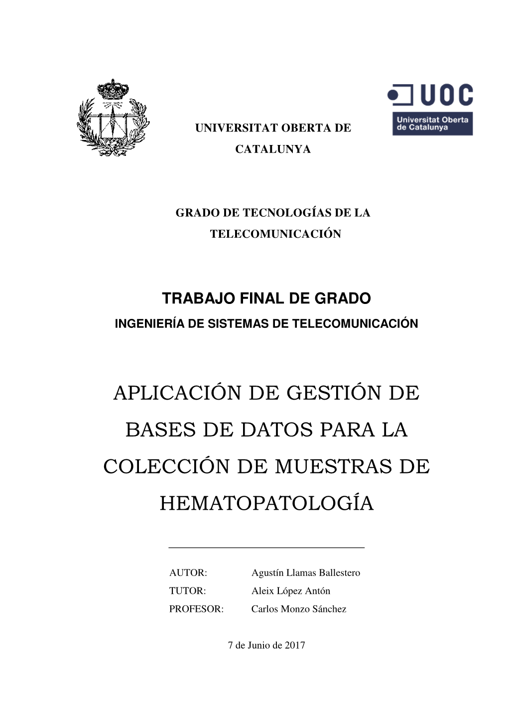 Aplicación De Gestión De Bases De Datos Para La Colección De Muestras De Hematopatología