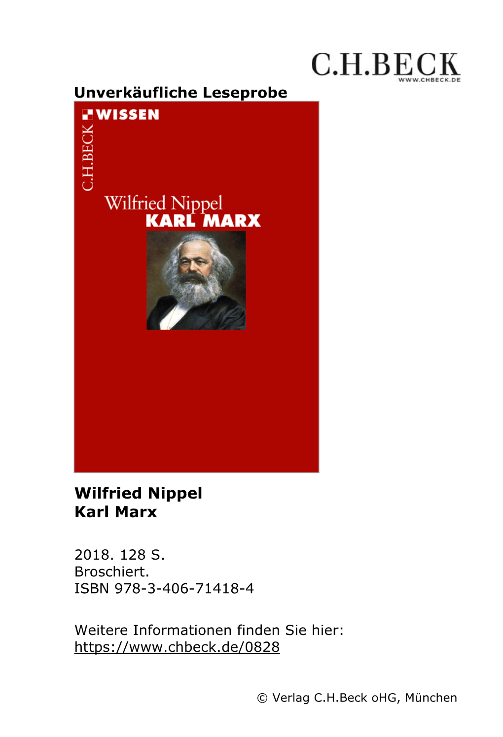 Unverkäufliche Leseprobe Wilfried Nippel Karl Marx