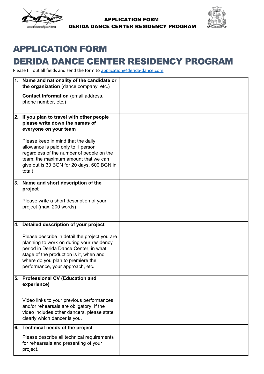 Please Fill out All Fields and Send the Form To