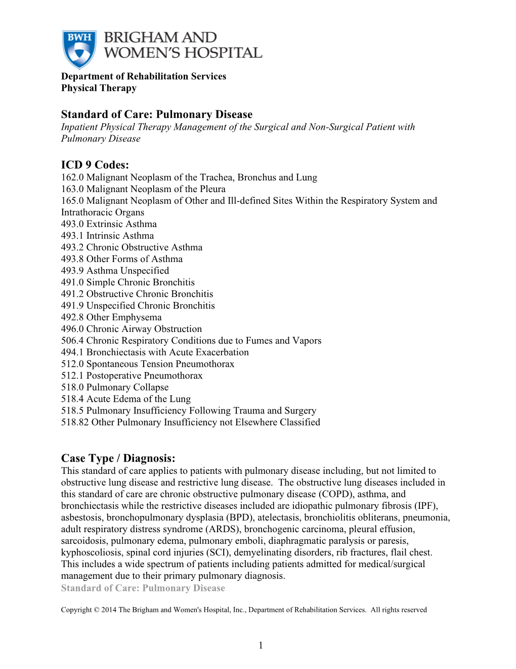 Pulmonary Disease Inpatient Physical Therapy Management of the Surgical and Non-Surgical Patient with Pulmonary Disease