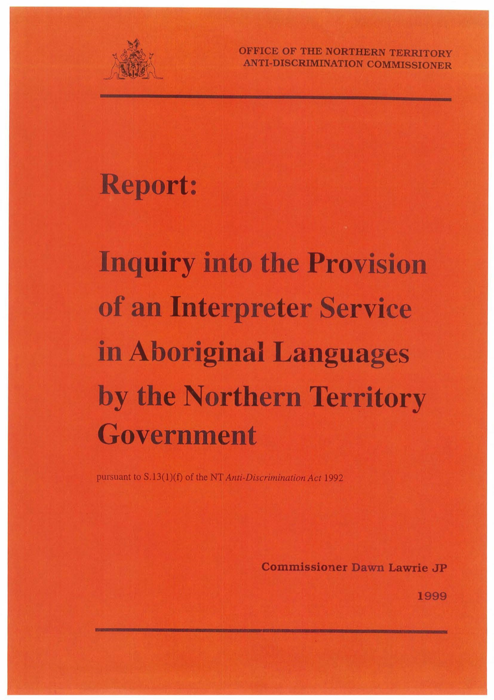 Aboriginal Interpreter Report