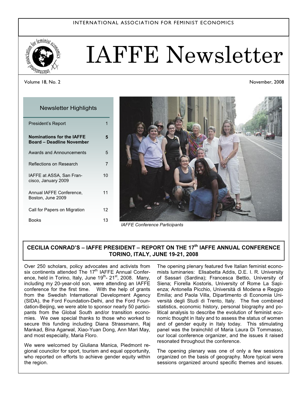 IAFFE Newsletter