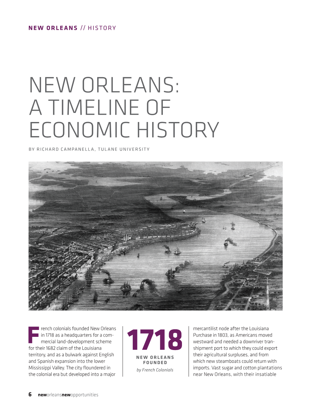 New Orleans: a Timeline of Economic History by Richard Campanella, Tulane University