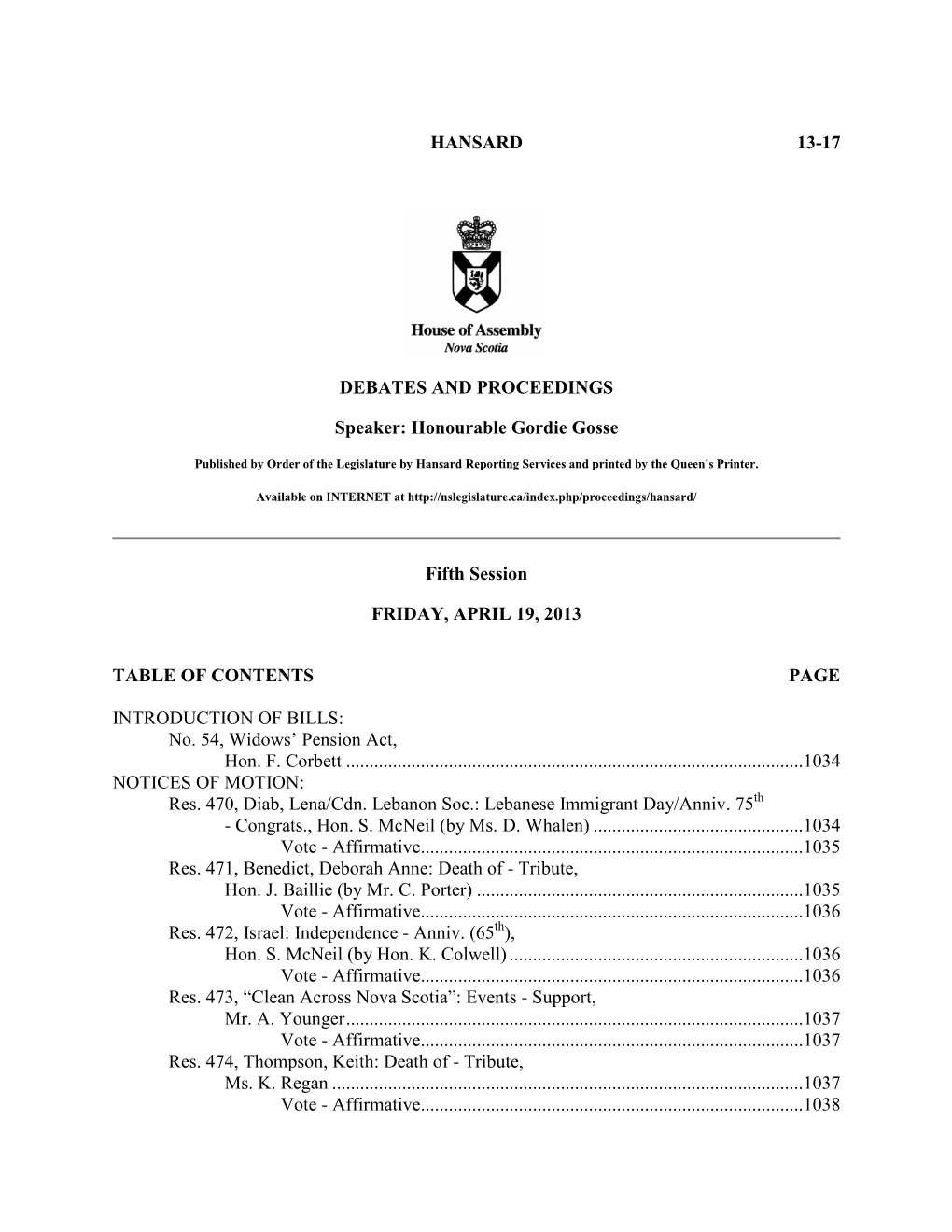 Legislative Proceedings