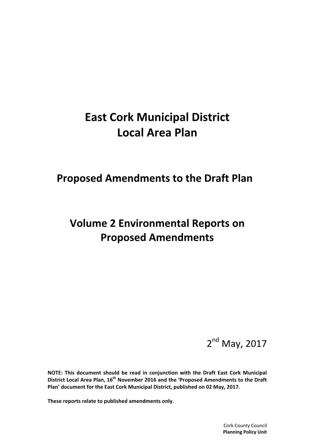 East Cork Municipal District Local Area Plan