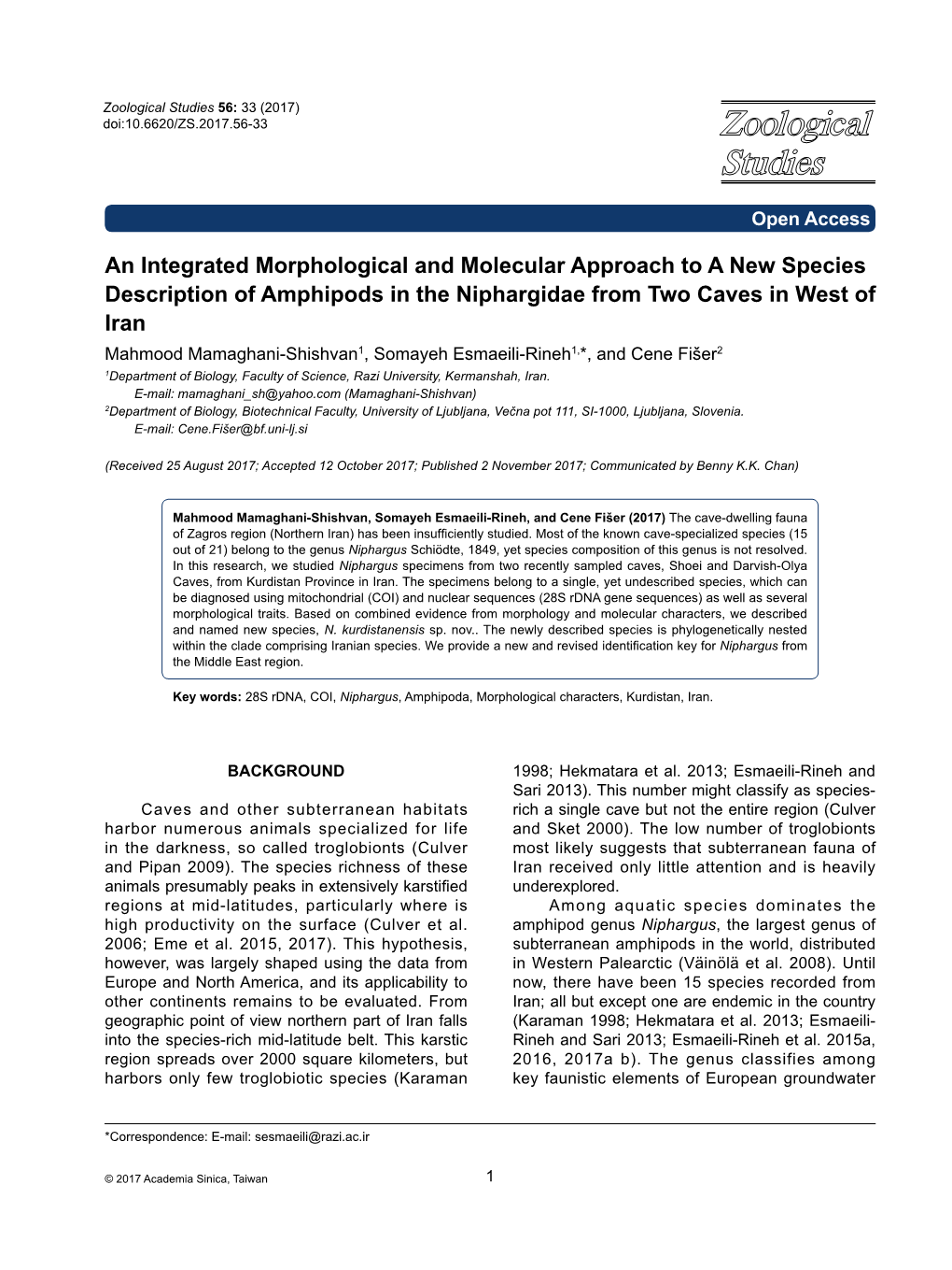 An Integrated Morphological and Molecular Approach to a New