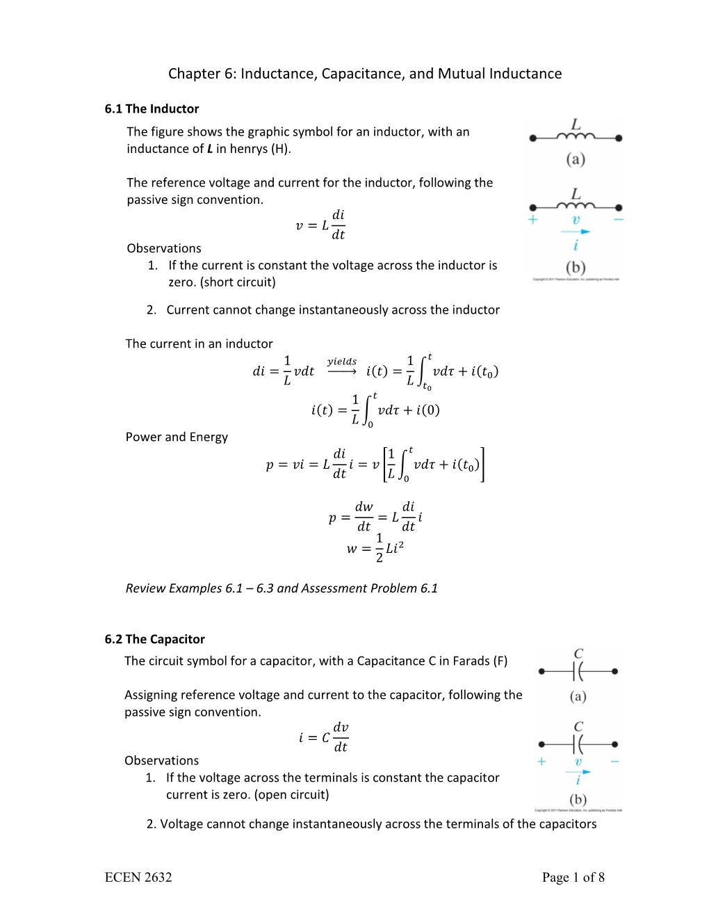 Chapter 6: Inductance, Capacitance, and Mutual Inductance