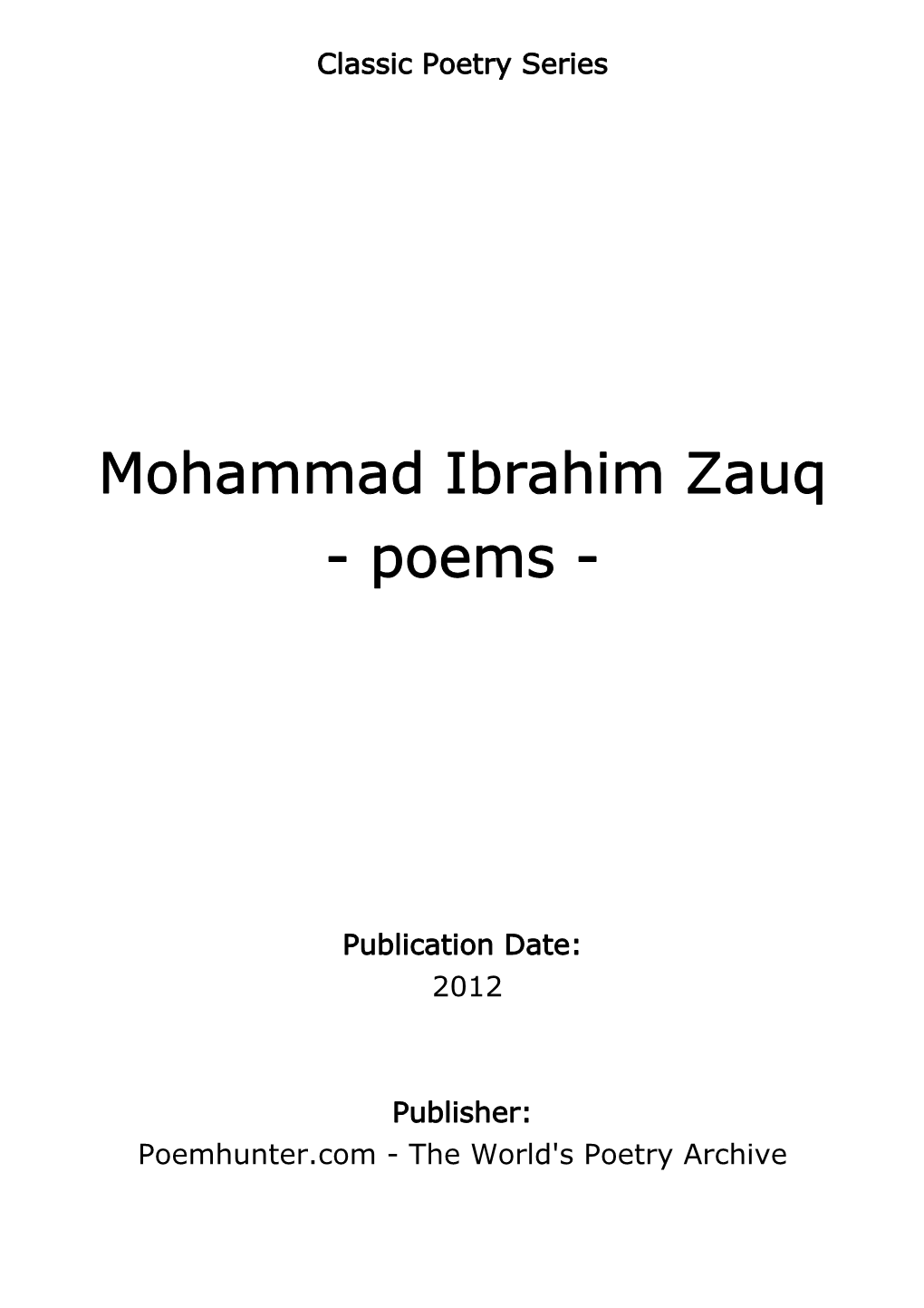 Mohammad Ibrahim Zauq - Poems