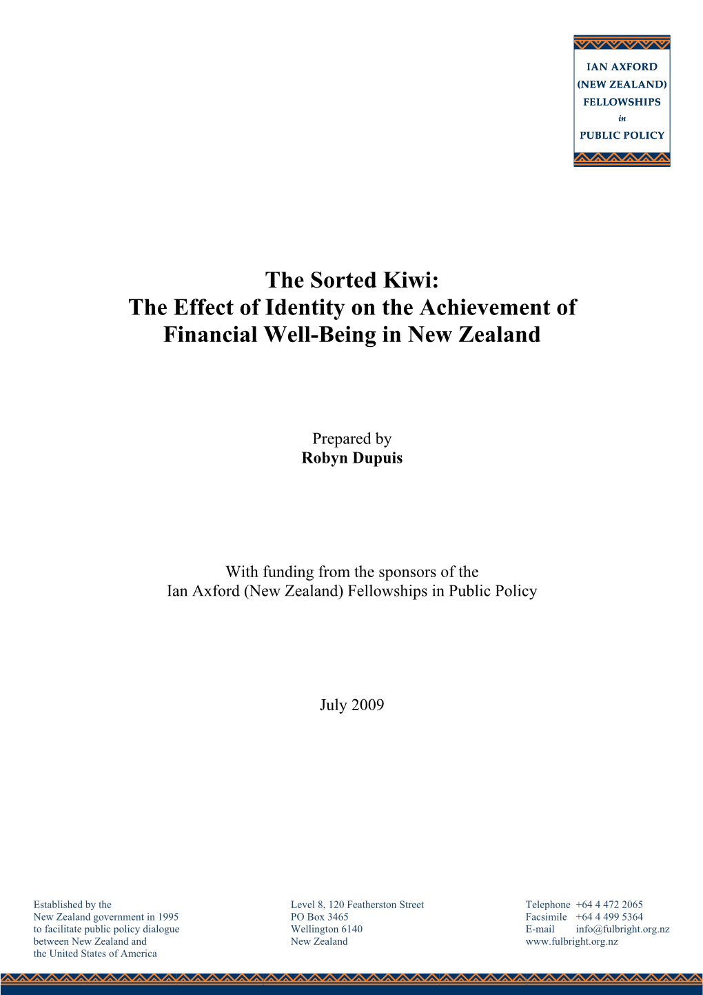 The Sorted Kiwi: the Effect of Identity on the Achievement of Financial Well-Being in New Zealand