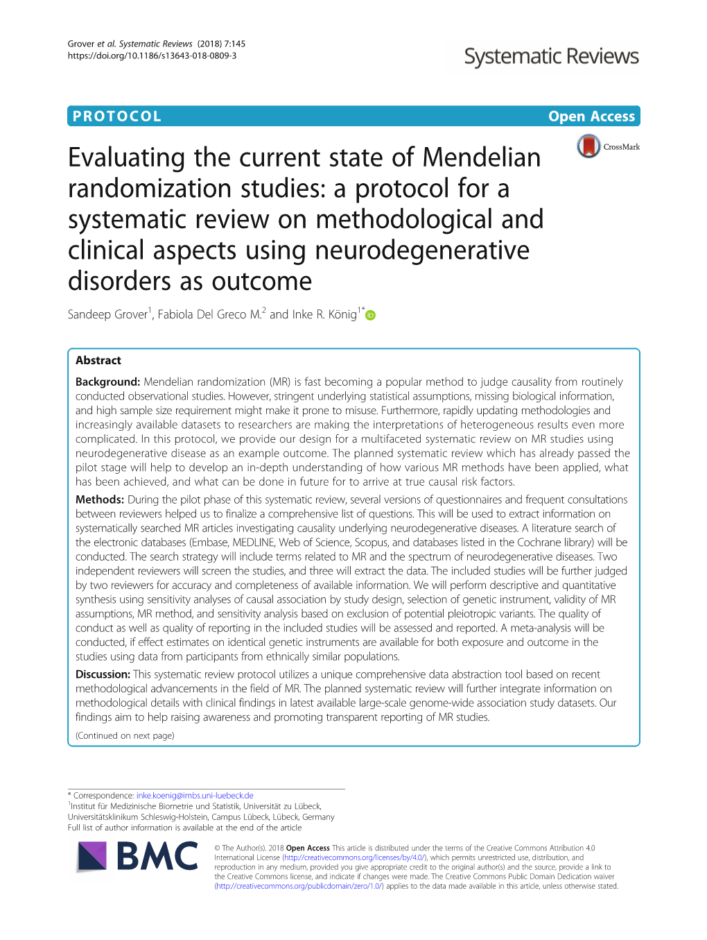 Evaluating the Current State of Mendelian Randomization Studies: a Protocol for a Systematic Review on Methodological and Clinic