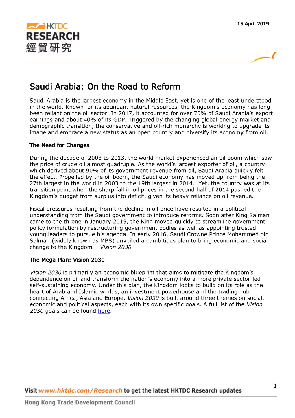 Saudi Arabia: on the Road to Reform