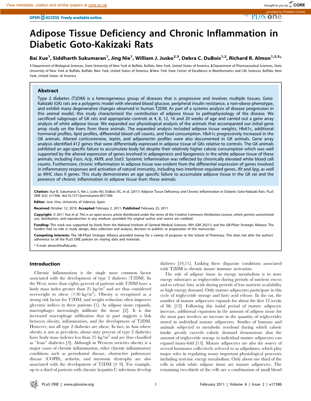 Adipose Tissue Deficiency and Chronic Inflammation in Diabetic Goto-Kakizaki Rats