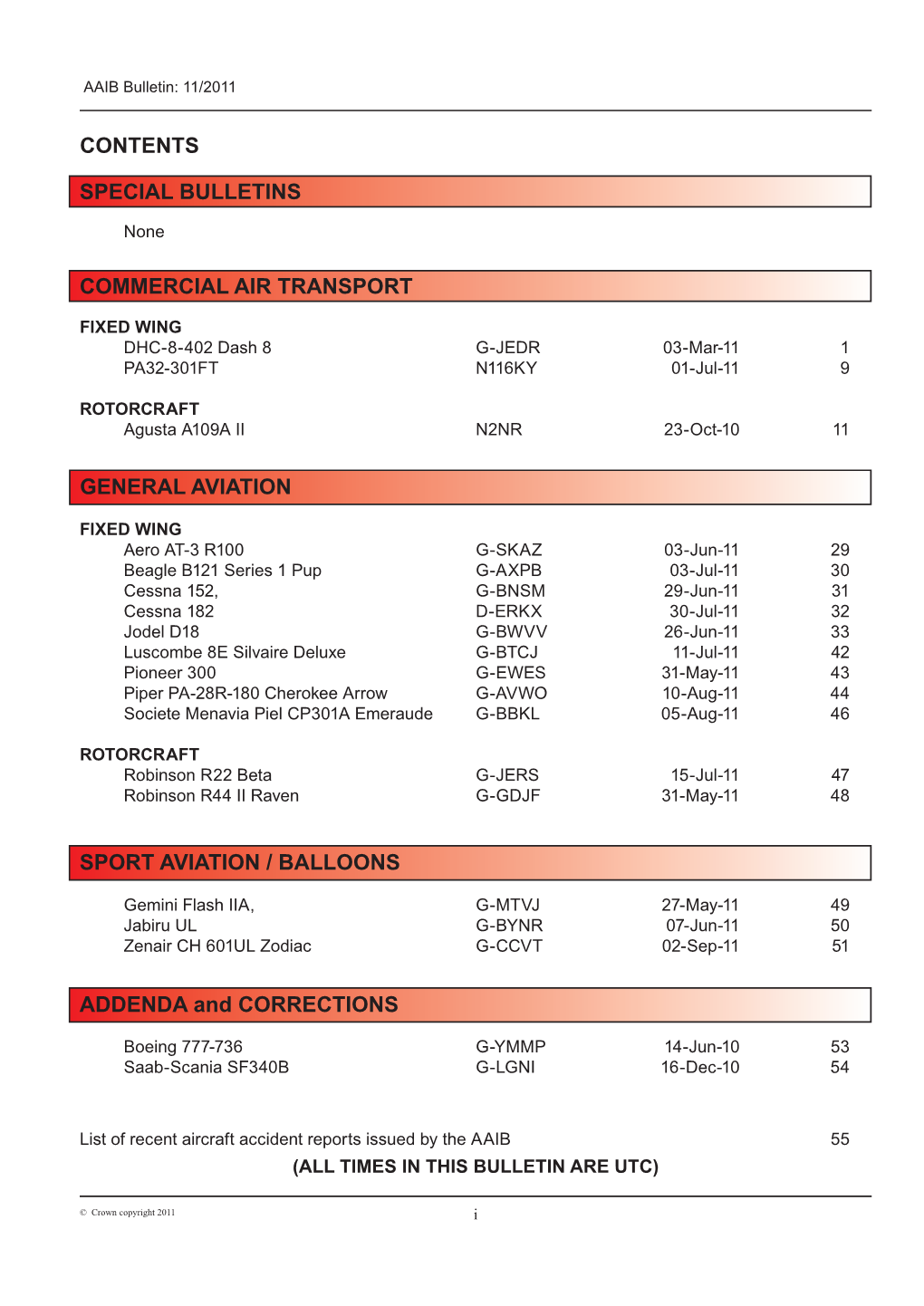 Commercial Air Transport Special Bulletins