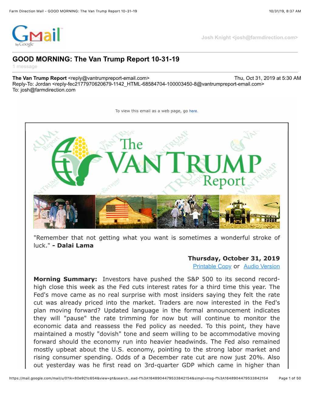 The Van Trump Report 10-31-19 10/31/19, 8�37 AM