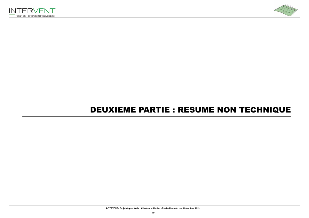 Deuxieme PARTIE : Resume Non Technique