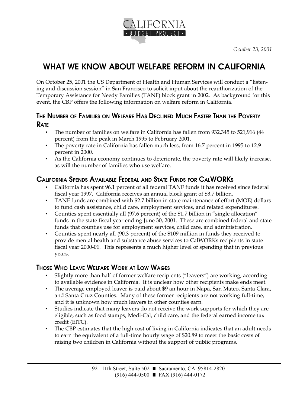 What We Know About Welfare Reform in California