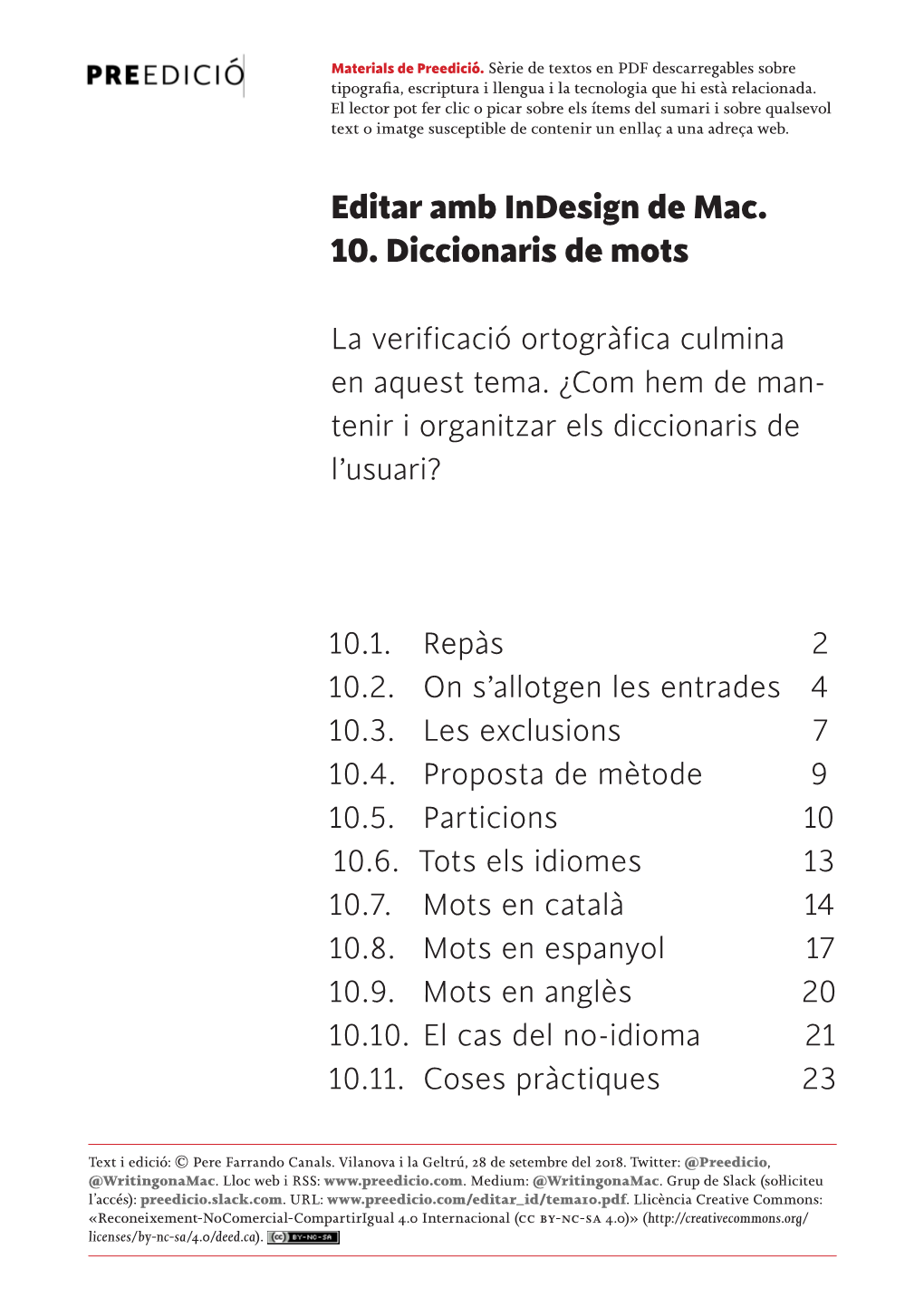 Editar Amb Indesign De Mac. 10. Diccionaris De Mots