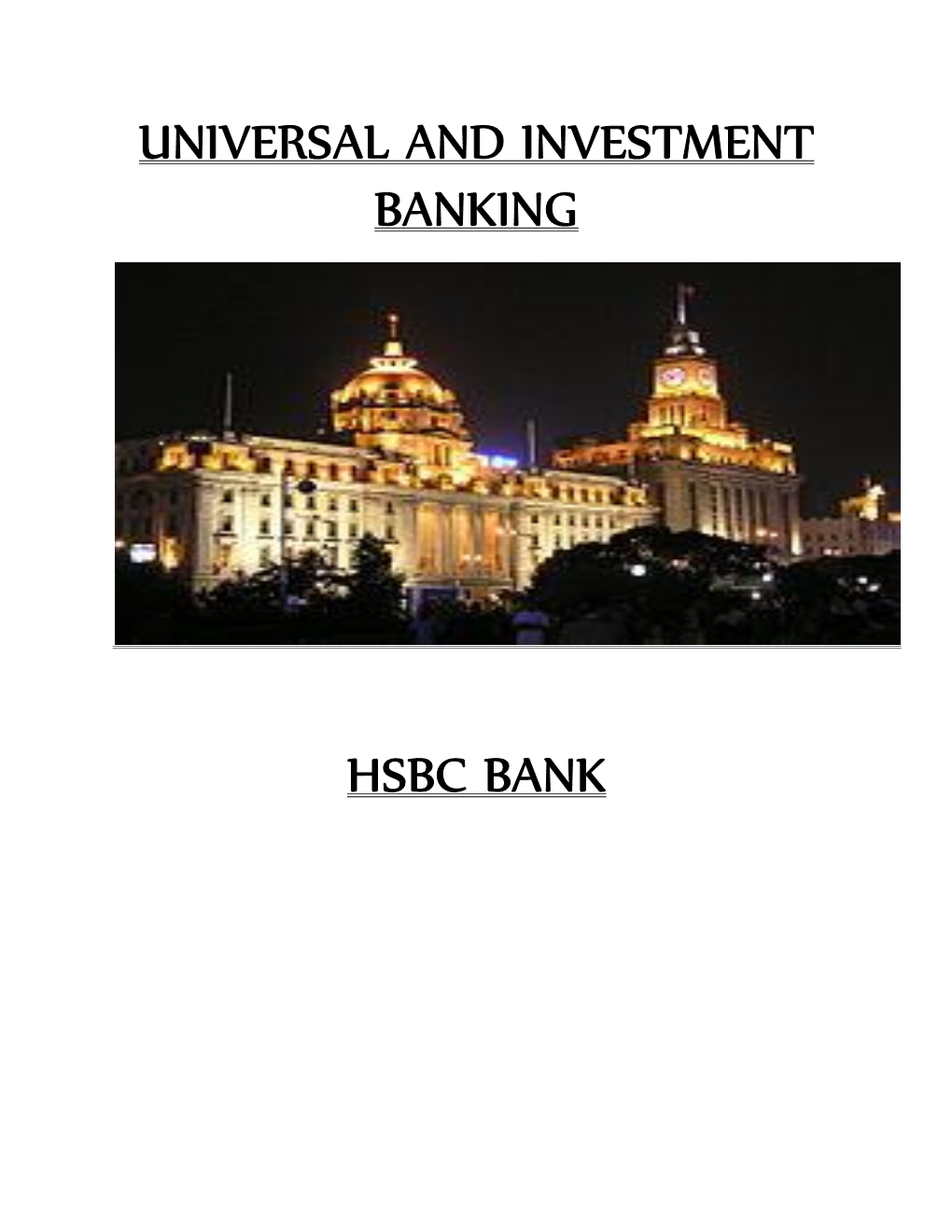Universal and Investment Banking Hsbc Bank