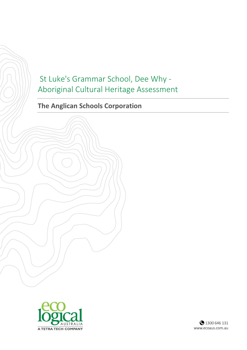 St Luke's Grammar School, Dee Why - Aboriginal Cultural Heritage Assessment