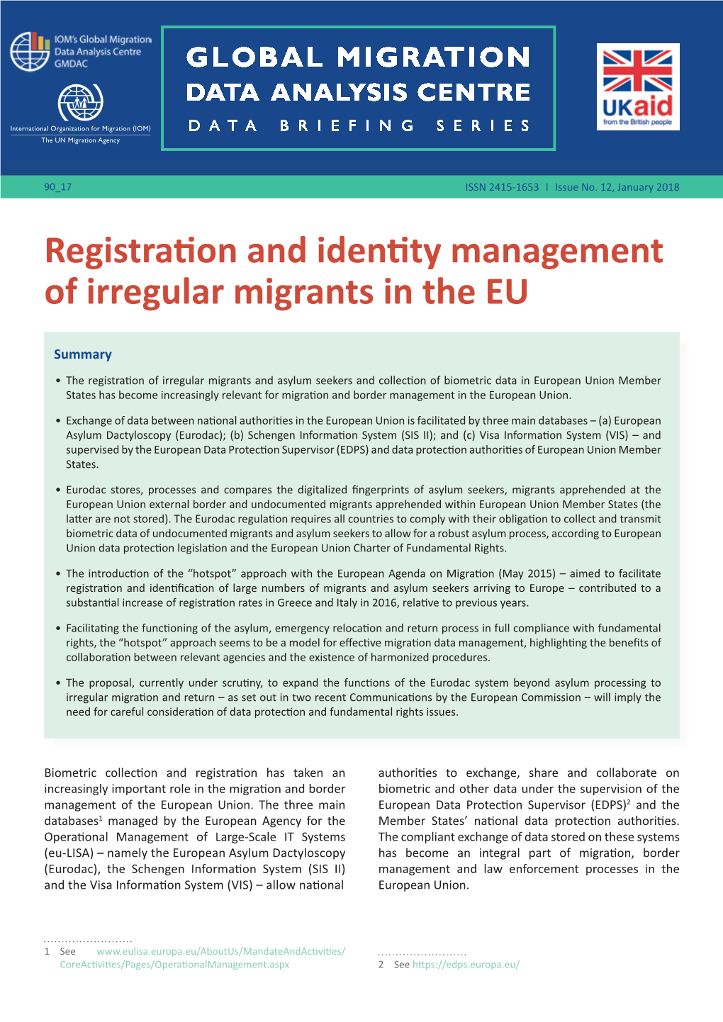 Registration and Identity Management of Irregular Migrants in the EU
