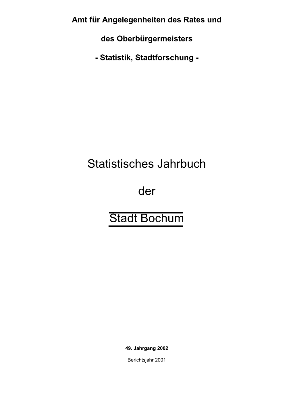 Statistisches Jahrbuch Der Stadt Bochum