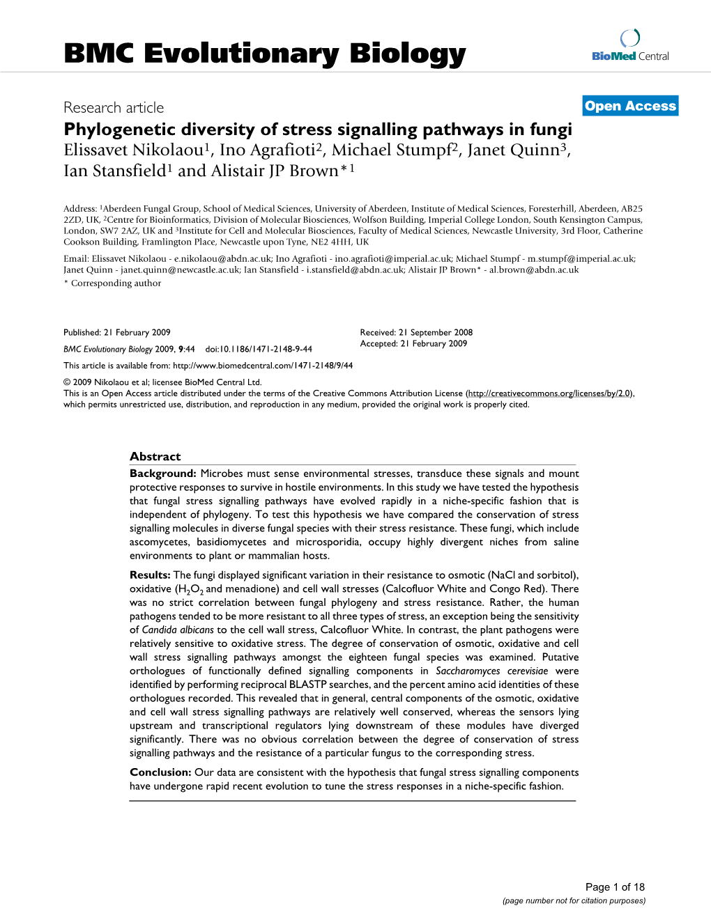 BMC Evolutionary Biology Biomed Central