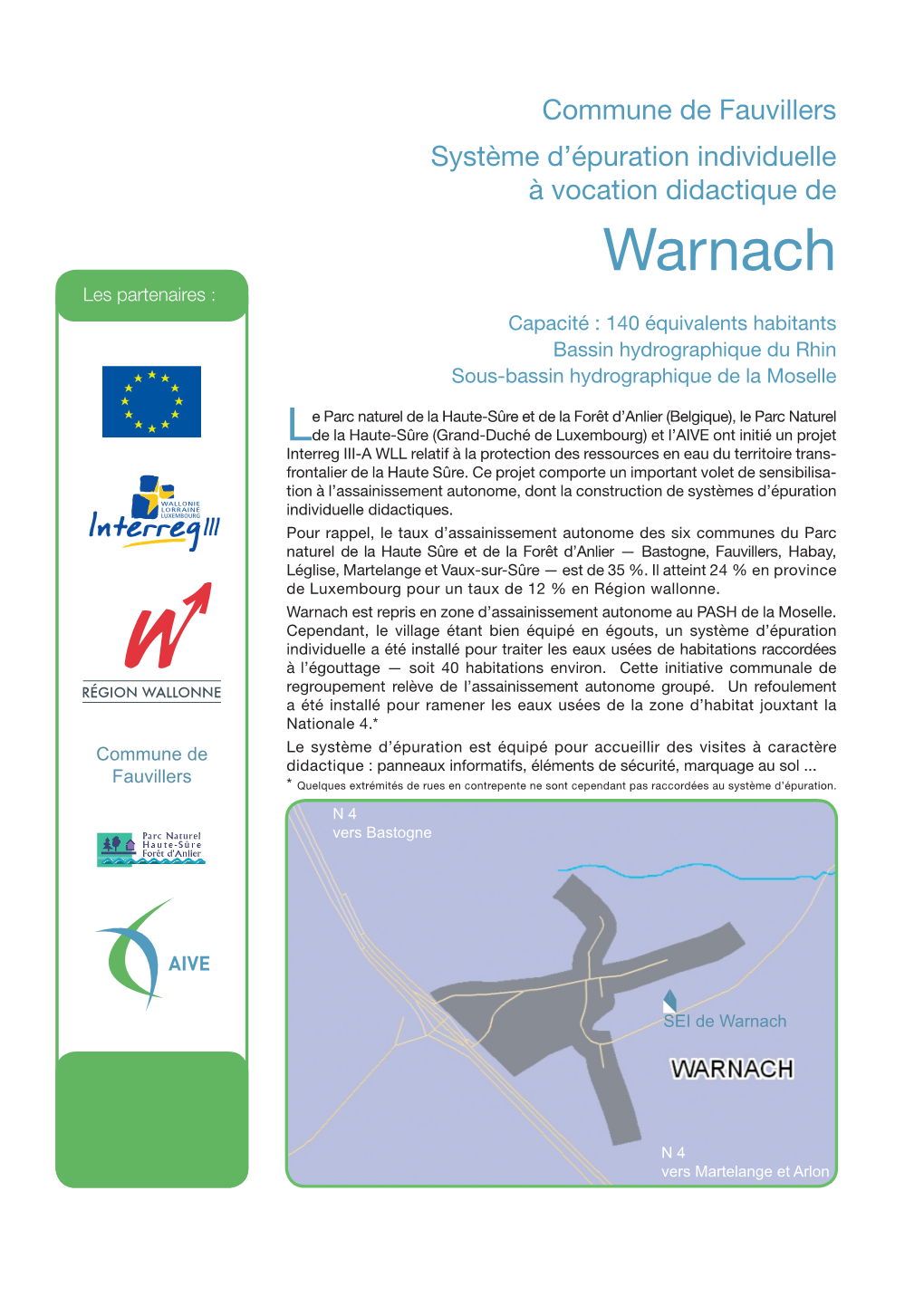 Warnach Les Partenaires : Capacité : 140 Équivalents Habitants Bassin Hydrographique Du Rhin Sous-Bassin Hydrographique De La Moselle