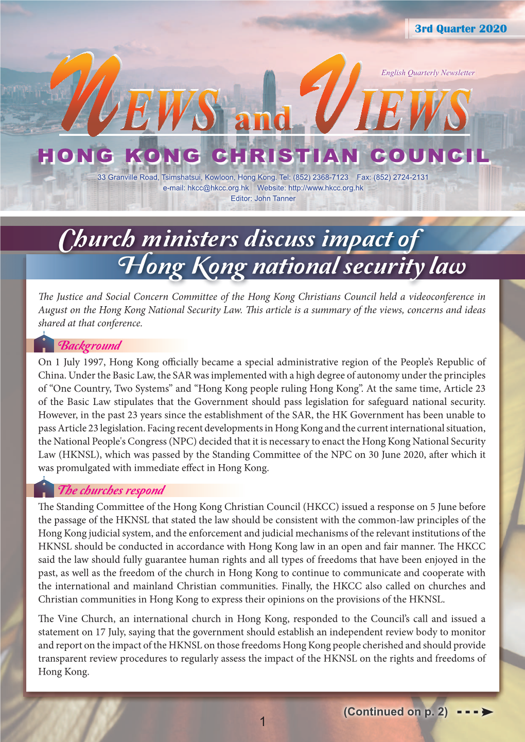Church Ministers Discuss Impact of Hong Kong National Security Law
