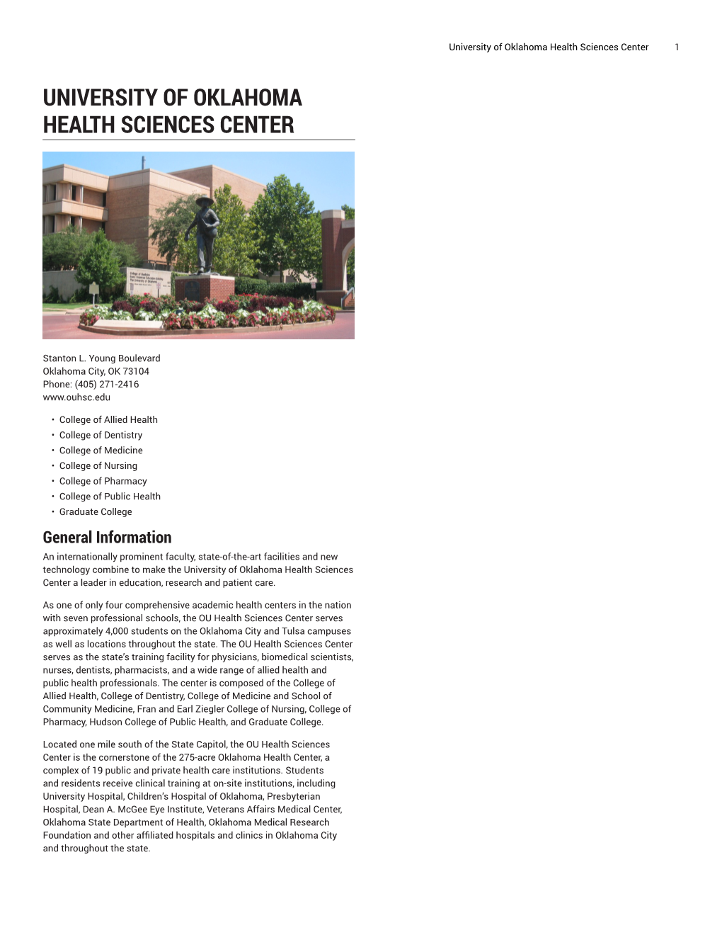 University of Oklahoma Health Sciences Center 1